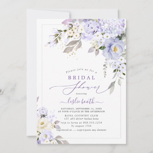 PixDezinesH2 Paars Hydrangea Roos Vrijgezellenfees Kaart (Voorkant)