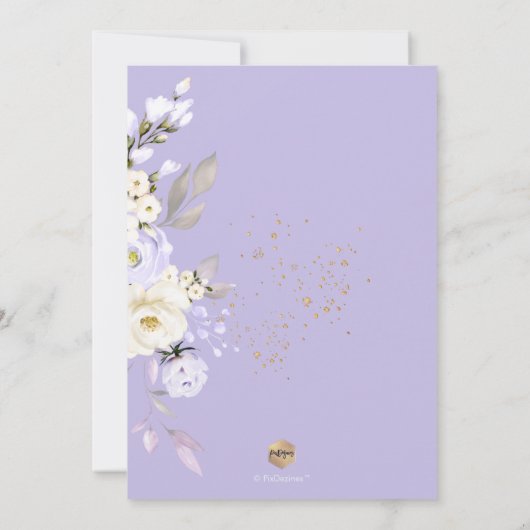 PixDezinesH2 Paars Hydrangea Roos Vrijgezellenfees Kaart (Achterkant)