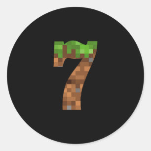 Pixel 7jr Verjaardag Nummer Zeven 7 Jaar Oud 7e Vi Ronde Sticker