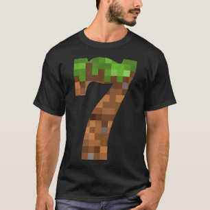 Pixel 7jr Verjaardag Nummer Zeven 7 Jaar Oude 7e V T-shirt