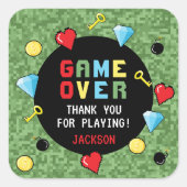Pixel Arcade Game over kinderen Vierkante Sticker (Voorkant)