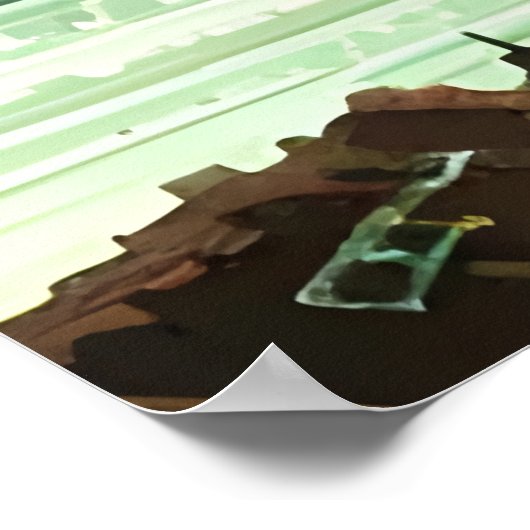 Pixel art, Amerikaanse stad bij het zee | AI Art. Poster (Hoek)