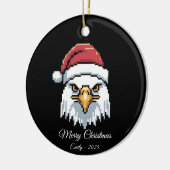 Pixel Art Bald Eagle Santa Hat Keramisch Ornament (Links)