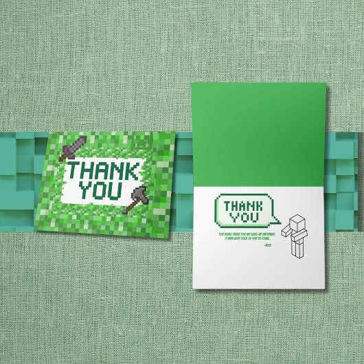 Pixel art Bâtiment vert plié Merci 