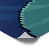 Pixel Art Blauwe Slang op Waterlelieblad Poster (Hoek)