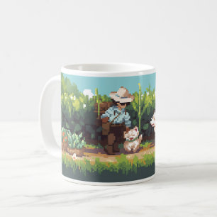 Pixel Art Boer zaaien van de Planten Koffiemok