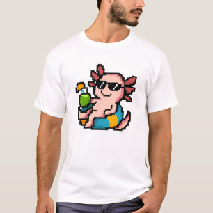 Pixel Art Cool Axolotl Chilling T-shirt