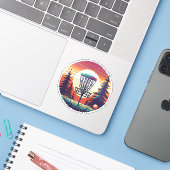 Pixel Art Disc Golfbaan Sticker (Laptop met iPhone)