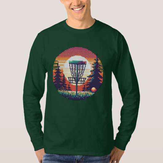 Pixel Art Disc Golfbaan T-shirt (Voorkant)