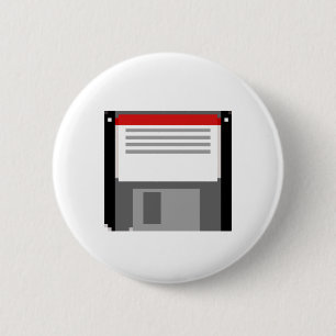 Pixel art diskette ronde button 5,7 cm
