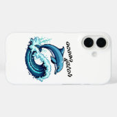 Pixel Art Dolfijn Springen Over Wave Design Case-Mate iPhone Case (Achterkant (horizontaal))