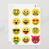 Pixel Art Emoji Emoticon Set Briefkaart (Voorkant / Achterkant)