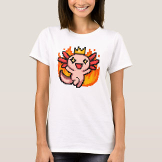 Pixel Art Fiery gekroond Axolotl T-shirt