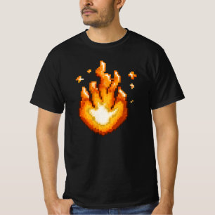 Pixel Art Fire Flame Graphic T-shirt
