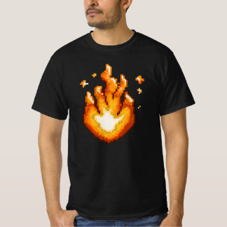 Pixel Art Fire Flame Graphic T-shirt