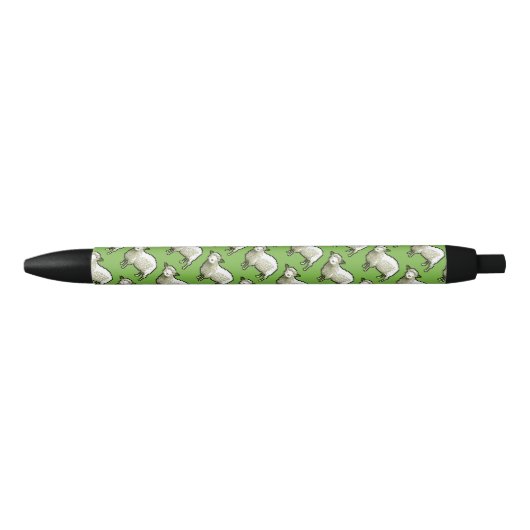 Pixel Art Flock of Sheep Pattern Zwarte Inkt Pen (Voorkant)