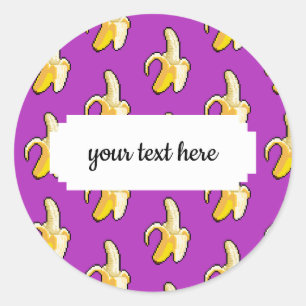 Pixel Art gereed om geel bananenpatroon te eten Ronde Sticker