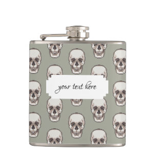 Pixel Art Gothic Spooky Skull Patroon Heupfles