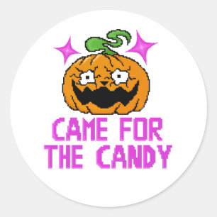 Pixel Art Griezelsch pumpkin & Oogbal Horror Ronde Sticker