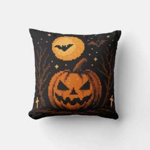 Pixel art Halloween pompoen kussen