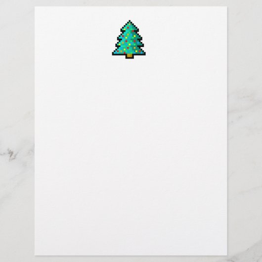 Pixel art kerstboom groen met versieringen (Voorkant)