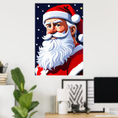 pixel art Kerstman met witte baard | AI Art Poster (Thuiskantoor)