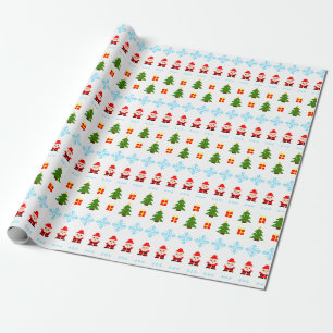 Pixel Art Kerstmis Cadeaupapier