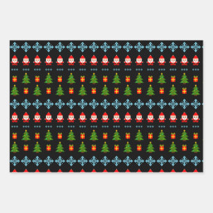 Pixel Art Kerstmis Inpakpapier Vel