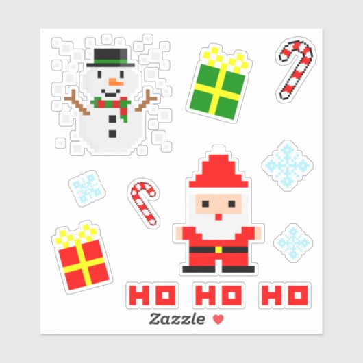 Pixel Art kerstset Sticker (Vel)
