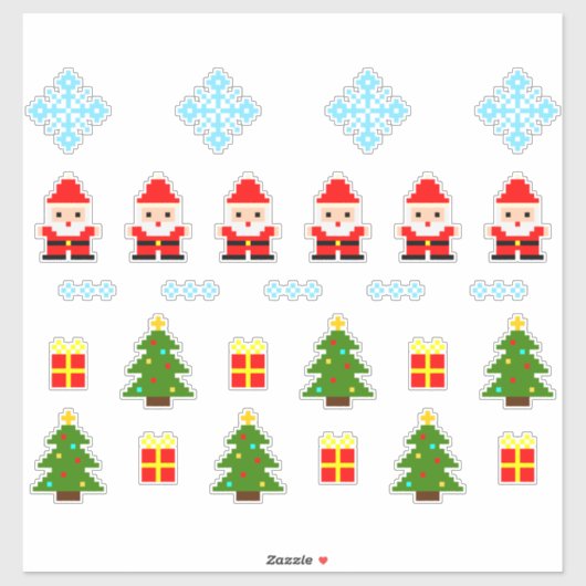 Pixel Art kerstset Sticker 2 (Vel)
