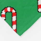 Pixel Art KERSTSTOK Patroon - Zwarte Omlijning Fleece Deken (Hoek)