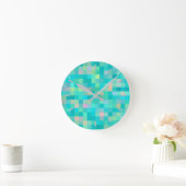 Pixel Art Multicolor Pattern Ronde Klok (Huis)