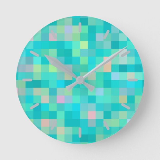 Pixel Art Multicolor Pattern Ronde Klok (Voorkant)