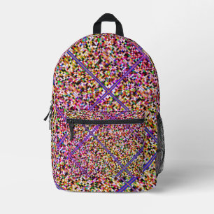 Pixel Art Multicolor Roze Bedrukte Rugzak