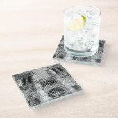 Pixel Art Notre Dome kathedraal Glazen Onderzetter (Schuin)