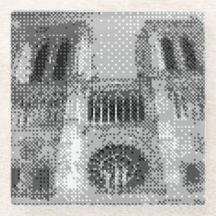 Pixel Art Notre Dome kathedraal Glazen Onderzetter