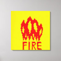 PIXEL ART op vlammen op canvasafdruk