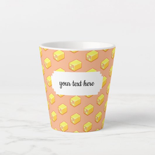 Pixel Art Pink & Yellow Battenberg Cake Pattern Latte Mok (Voorkant)