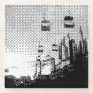 Pixel Art pretpark Glazen Onderzetter