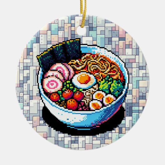 Pixel Art Ramen Noodles Keramisch Ornament (Voorkant)