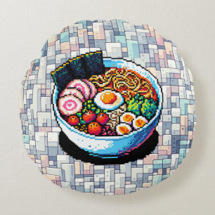 Pixel Art Ramen Noodles Rond Kussen