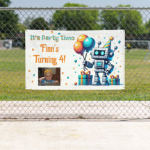 Pixel Art Robot Boy's Verjaardagsfeest