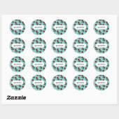  Pixel Art Single Red Rose Pattern Ronde Sticker (Vel)