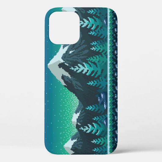 Pixel Art: Sneeuwrijke bergen 's nachts. Case-Mate iPhone Case (Achterkant)
