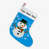 Pixel Art SNOWMAN 1 Kleine Kerstsok (Voorkant (Hangend))