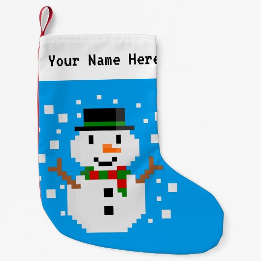 Pixel Art SNOWMAN 1 Kleine Kerstsok (Voorkant)