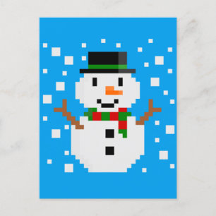Pixel Art SNOWMAN Feestdagenkaart