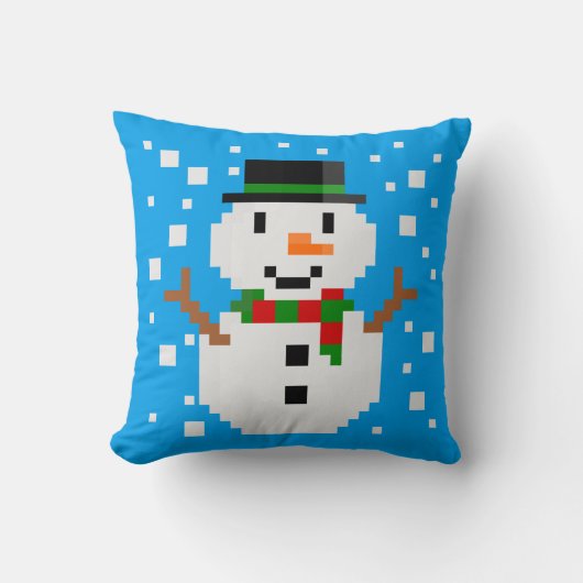 Pixel Art SNOWMAN Kussen (Voorkant)