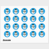 Pixel Art SNOWMAN Ronde Sticker (Vel)