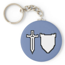 Pixel Art Sword and Shield Sleutelhanger